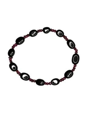 Garnet and black onyx bracelet handmade stretchy